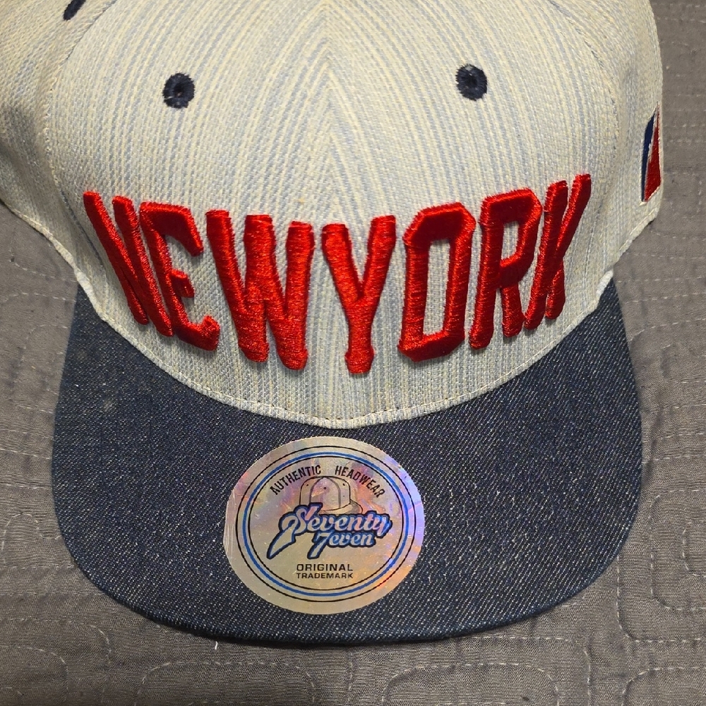 Seven7 Beige and Blue New York Cap
